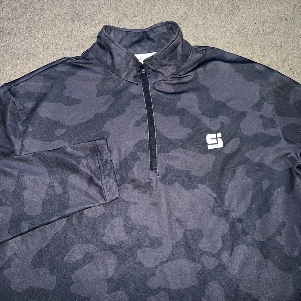 Coby Stevens CS Performance Mens XL Quarter Zip Pullover Black Camo Golf Sport